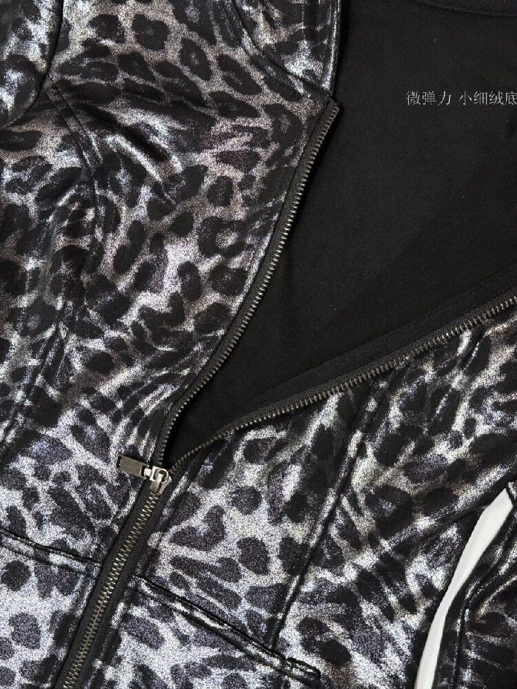 Silver Leopard Hooded Waist Jacket【s0000019098】