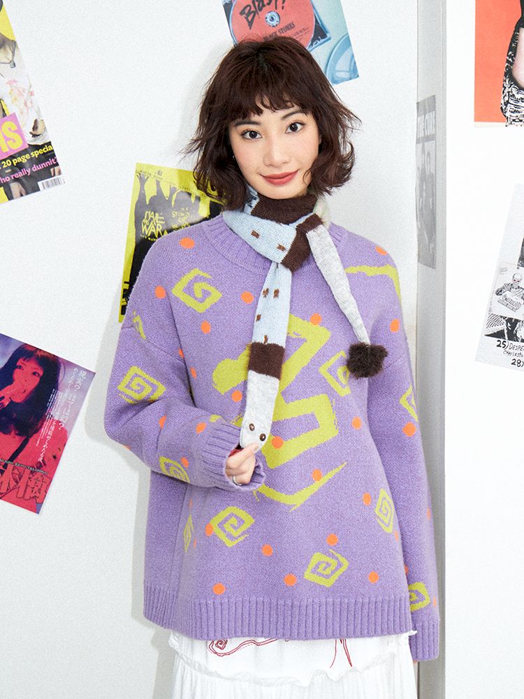 Purple Comic Snake Pullover【s0000011636】