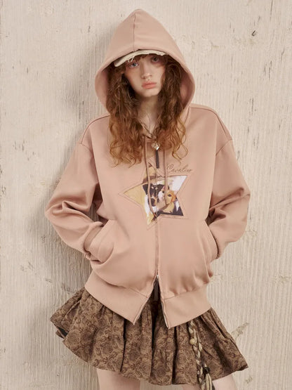 Oversized Long-Sleeve Zipper Hoodie Jacket【s0000014049】