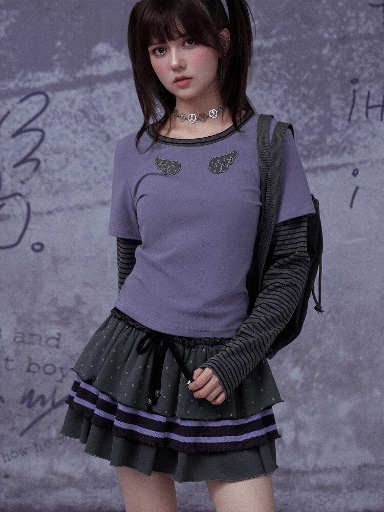 Fake Two Straight Shoulder T-shirt【s0000015763】