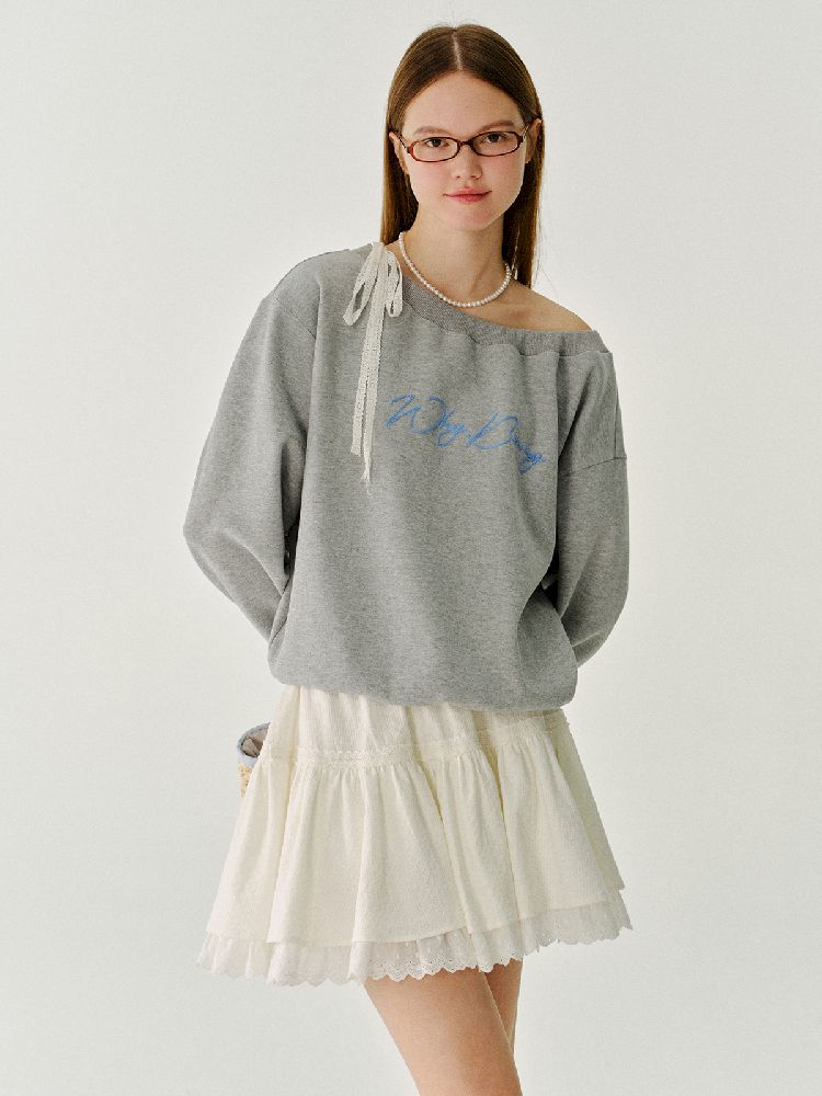 Lace Ribbon Sweatshirt Raglan Top【s0000011980】