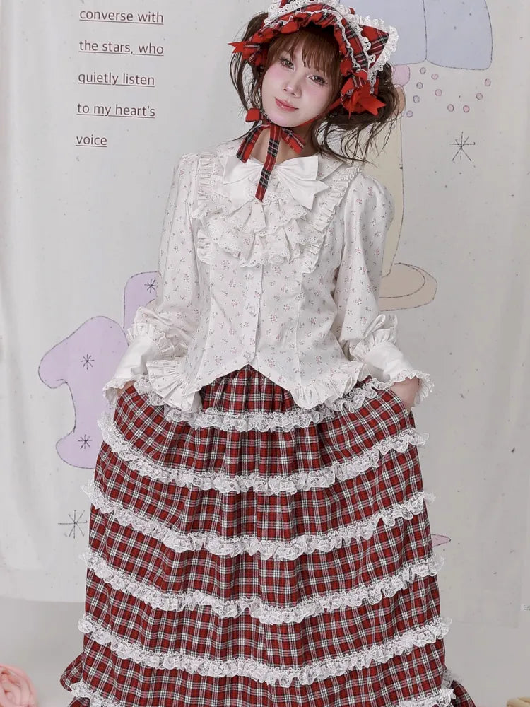 Lolita White Long-Sleeve Floral Blouse【s0000014101】