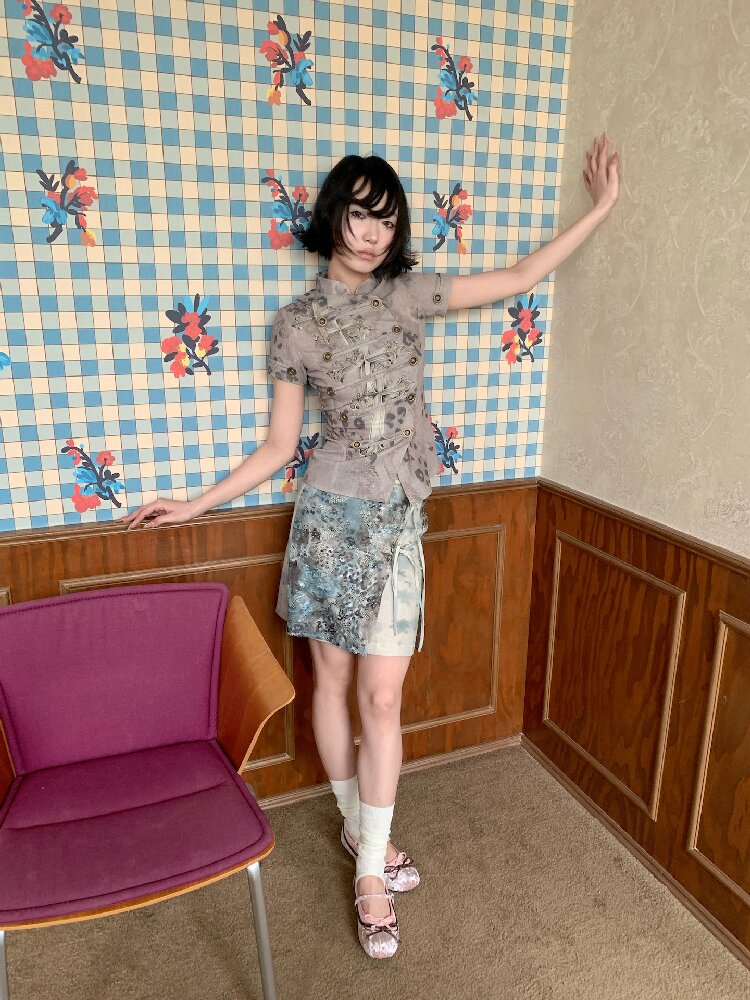 Leopard Lace Panel Midi Skirt【s0000018094】