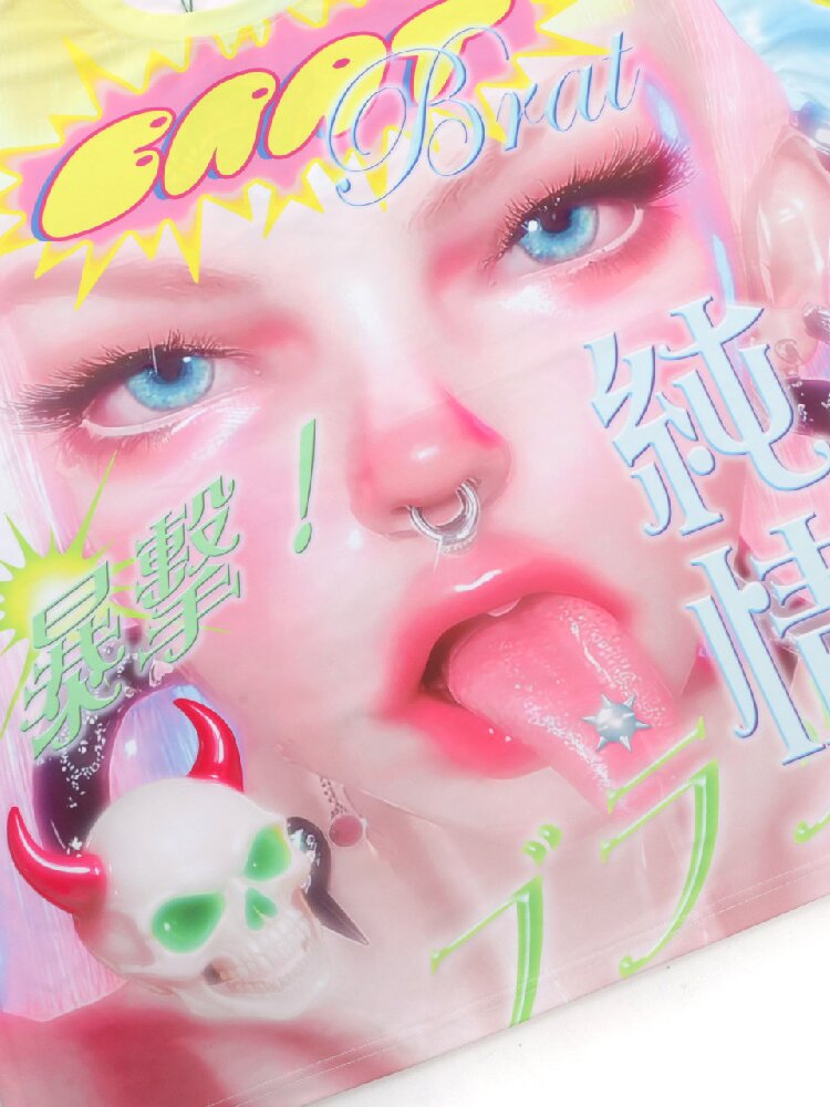 Dopamine Y2k Yabi Print T-shirt【s0000015890】