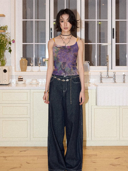 Floral Mesh Diamond Camisole【s0000016655】