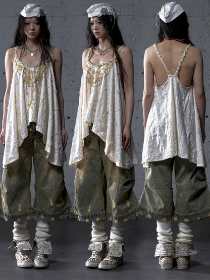 Ribbon Lazy Irregular Loose Halter Top【s0000012787】