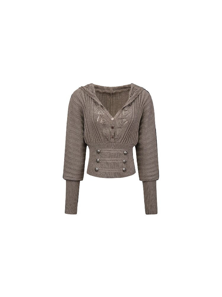 Vintage Hooded Knit Bat Sleeve Top【s0000018486】
