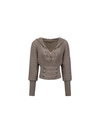 Vintage Hooded Knit Bat Sleeve Top【s0000018486】
