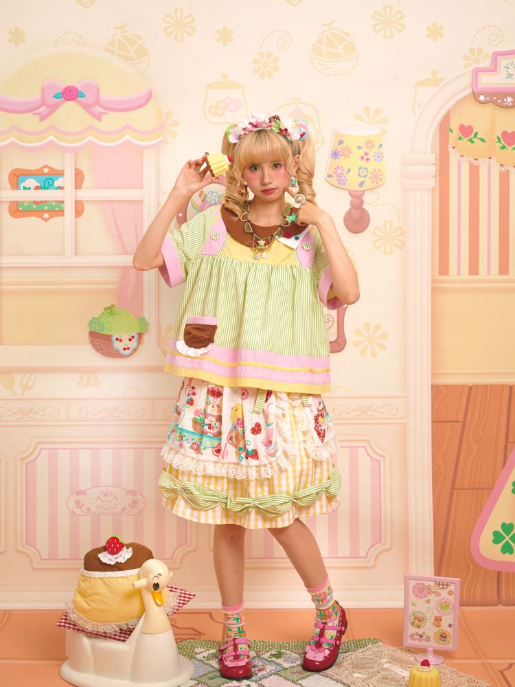 Apron Lace Plaid Vintage Half Skirt【s0000013348】