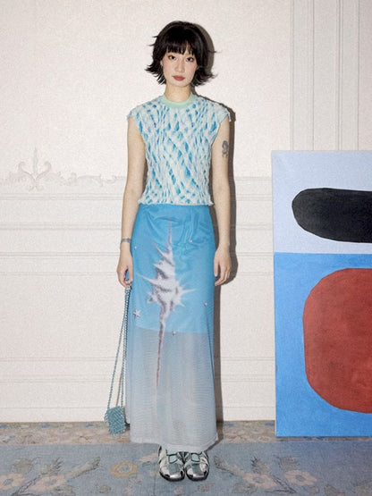 Gradient mesh half-skirt【s0000012300】