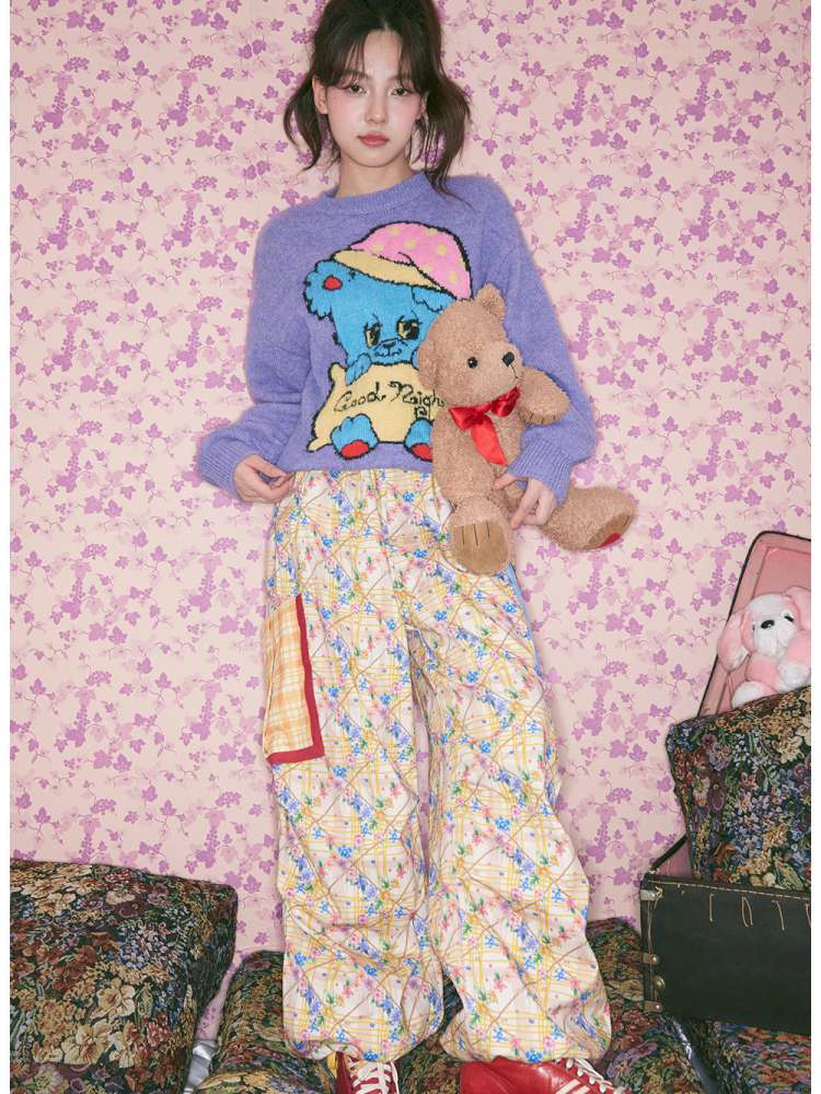 Yellow Floral Plaid Umbrella Pants【s0000015371】