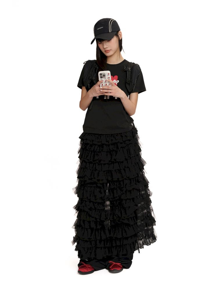 Lightweight cake-style midi skirt【s0000012568】