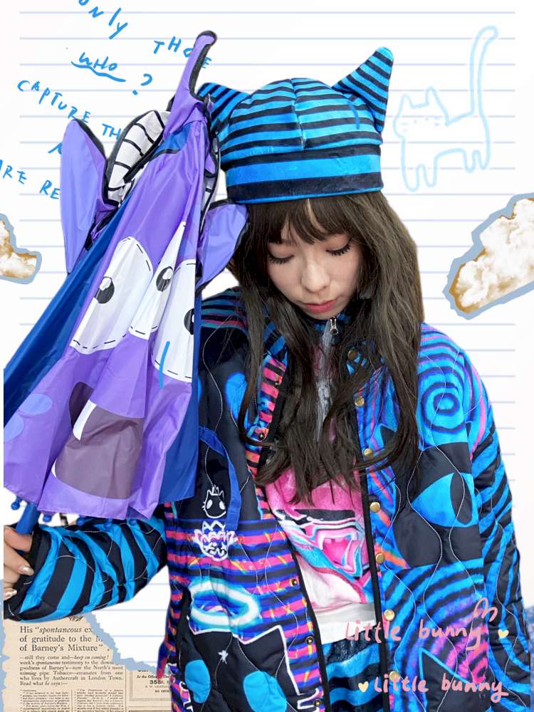 Striped Blue Cotton Jacket Coat【s0000015055】