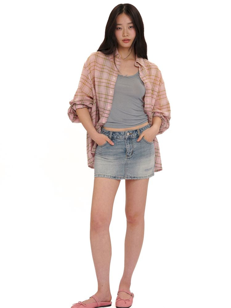 Denim ultra short skirt【s0000013425】