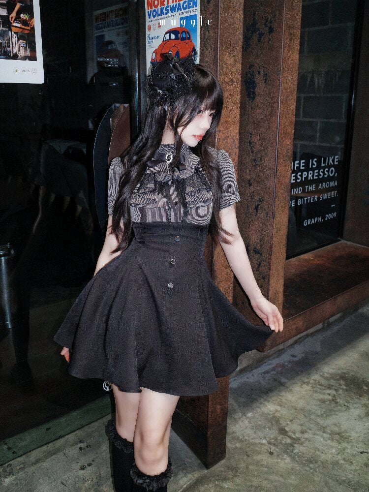French Stripe Panel A-Line Dress【s0000016937】