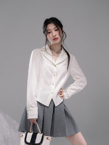 Waist Slit Cotton Dress Shirt【s0000015743】
