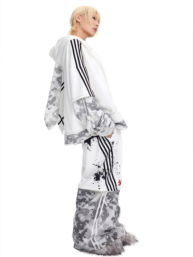 Skull Print Puff Sleeve Rabbit Ear Hoodie Jacket【s0000014419】