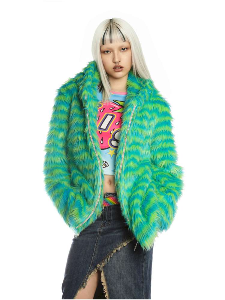 Y2K American Street Trendy White Fur Hooded Jacket【s0000014910】