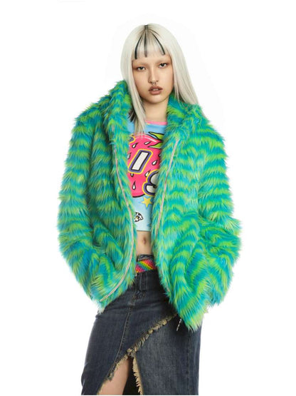 Y2K American Street Trendy White Fur Hooded Jacket【s0000014910】