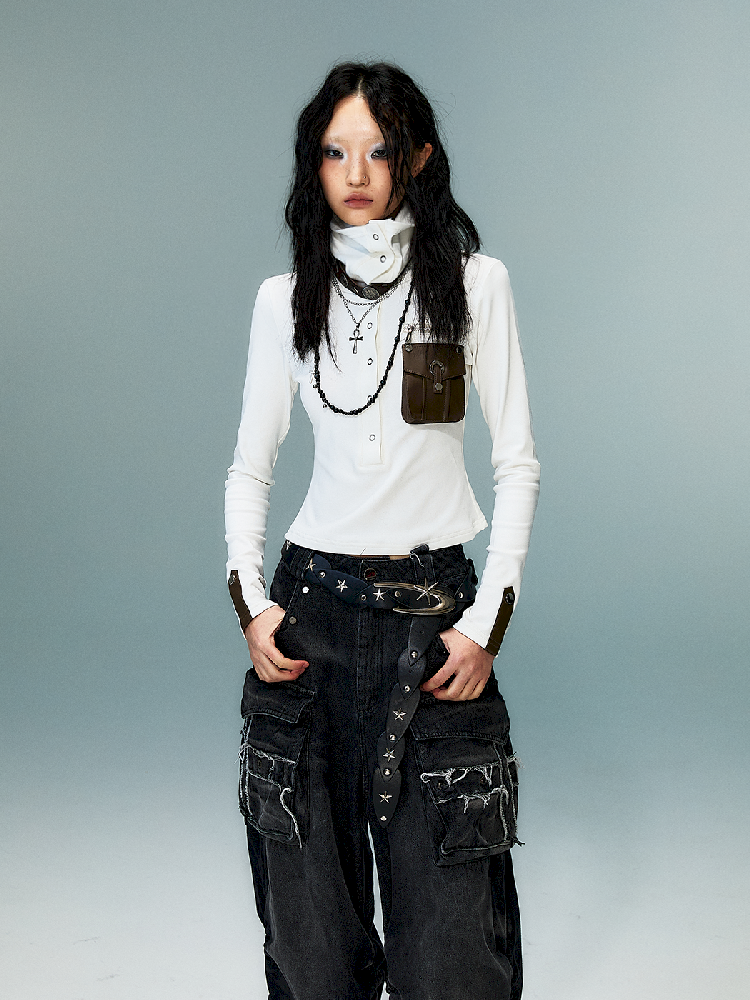 슬림 니트 긴 소매 바닥 셔츠 [S0000011480]