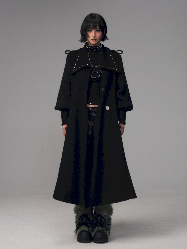 Dark A-Line Temperament Wool Coat【s0000014707】