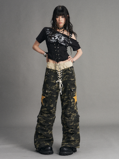 Double Waist Camouflage Wide Leg Pants【s0000017773】