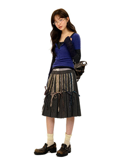 Fake Plaid Lace Pleated Skirt【s0000016088】