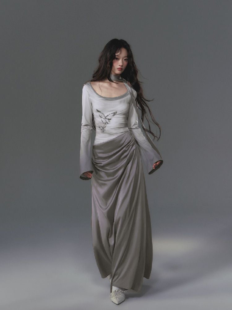 Gray Long Sleeve Dress [S0000010019]