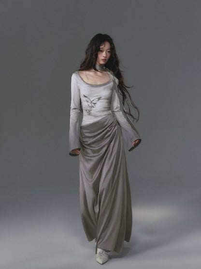 Gray Long Sleeve Dress [S0000010019]