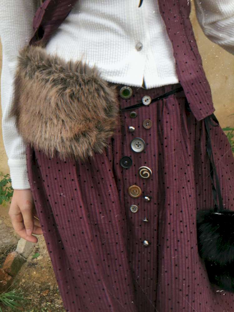 Button Vintage Polka Dot Chiffon Skirt【s0000014901】