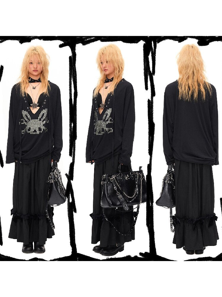 Velvet Bow Pleated Maxi Skirt【s0000016499】