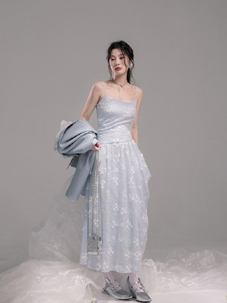 Ice Lake Gauze Embroidered Dress【s0000015744】