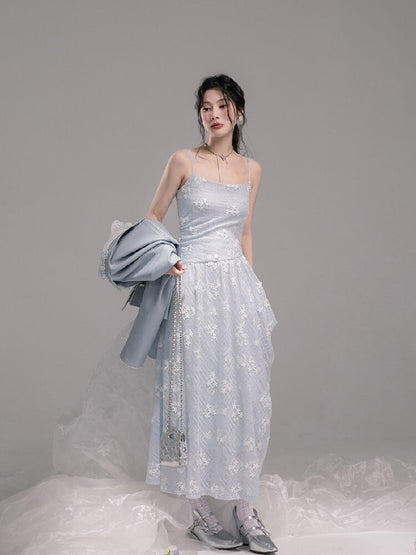 Ice Lake Gauze Embroidered Dress【s0000015744】