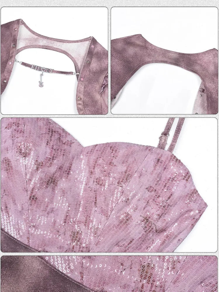 Puff Sleeve Heart-Print Strapless Two-Piece Top【s0000014027】