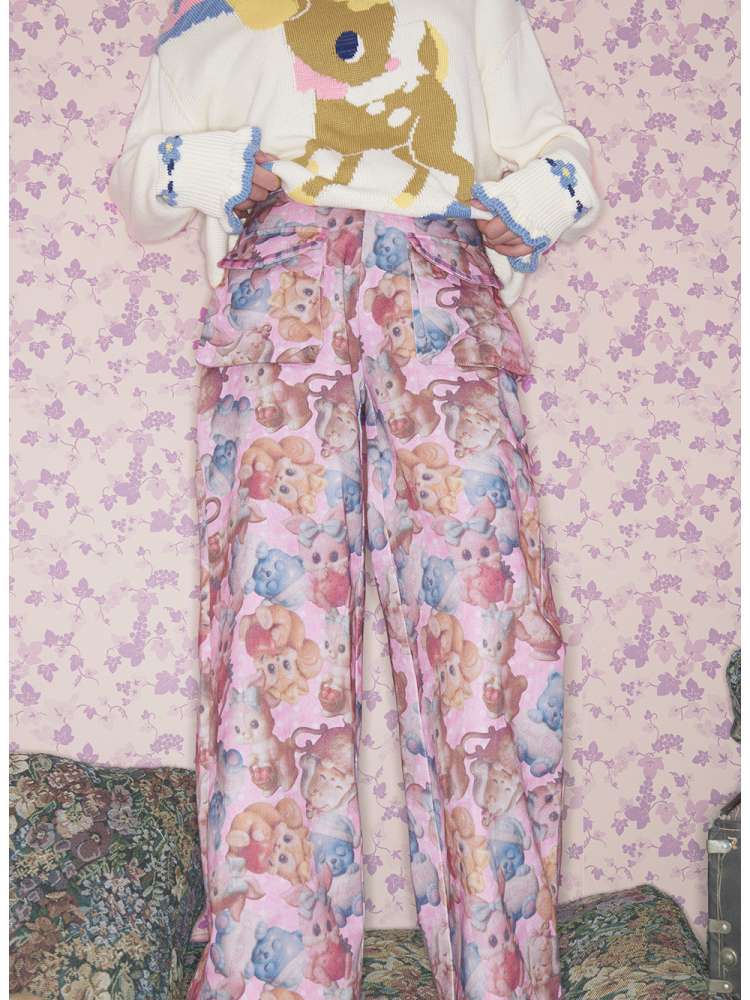 Pink Animal Print High Waist Pants【s0000015031】