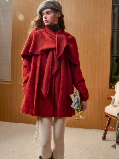 Christmas New Year Woolen Cloak Two-Piece【s0000014892】