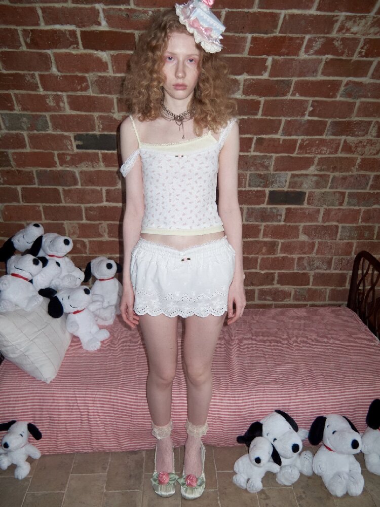 Asymmetrical Knit Lace Camisole Top【s0000016910】