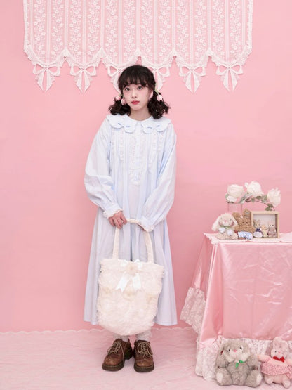 Round Neck Embroidered Blue Lace Dress【s0000013493】