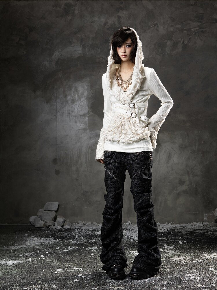 Double Waist Scimitar Denim Pants【s0000015945】