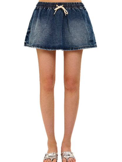 Elastic Waist Vintage Denim Skirt【s0000017430】