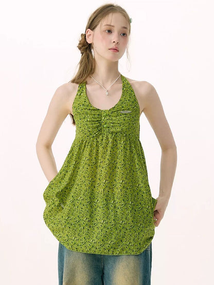 Floral Halterneck Lace Up Camisole【s0000016846】