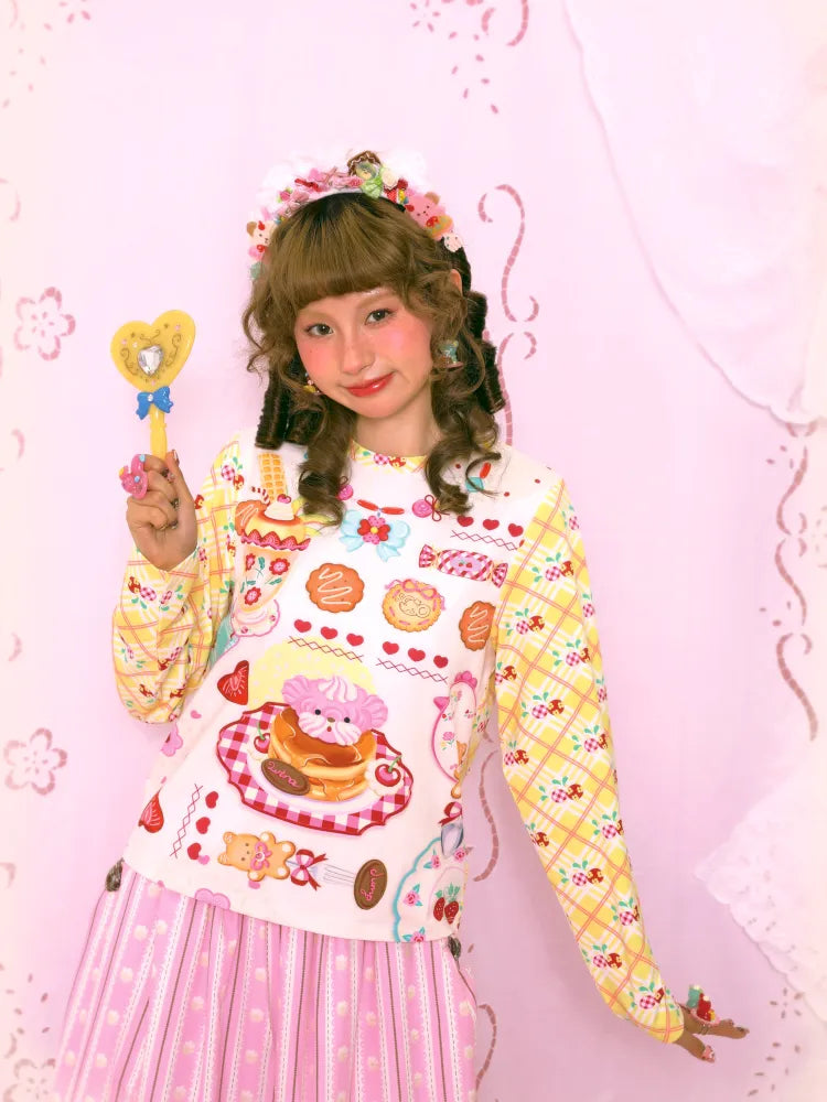 Sweet Print Yellow Checkered Contrast Base Layer【s0000014159】