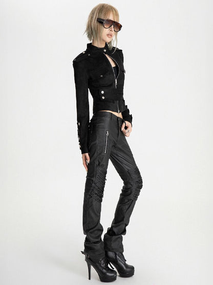 Wax Coating Multi-Zip Skinny Pants【s0000019097】