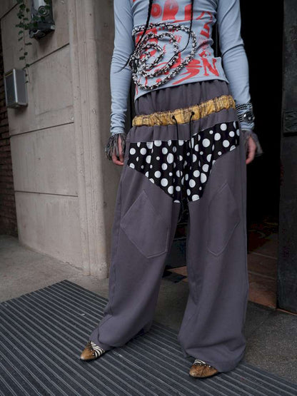 Polka Dot Paneled Wide Leg Pants【s0000015150】