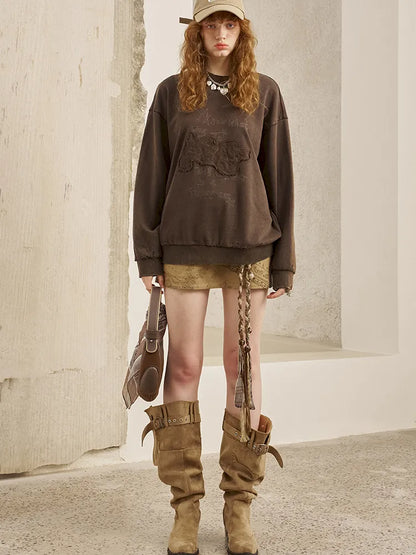 Oversized Long-Sleeve Pullover Sweatshirt【s0000014050】