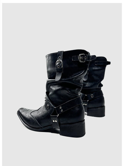 Studded Pointed Chelsea Punk Boots【s0000015719】