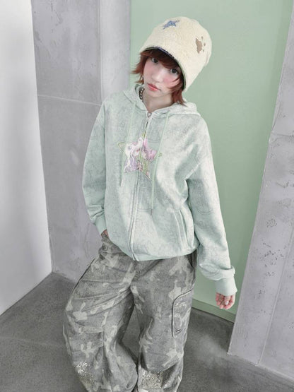 Star-Print Hooded Sweatshirt【s0000014437】