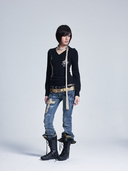 Soft Lantern Sleeve Printed Sweater【s0000015562】