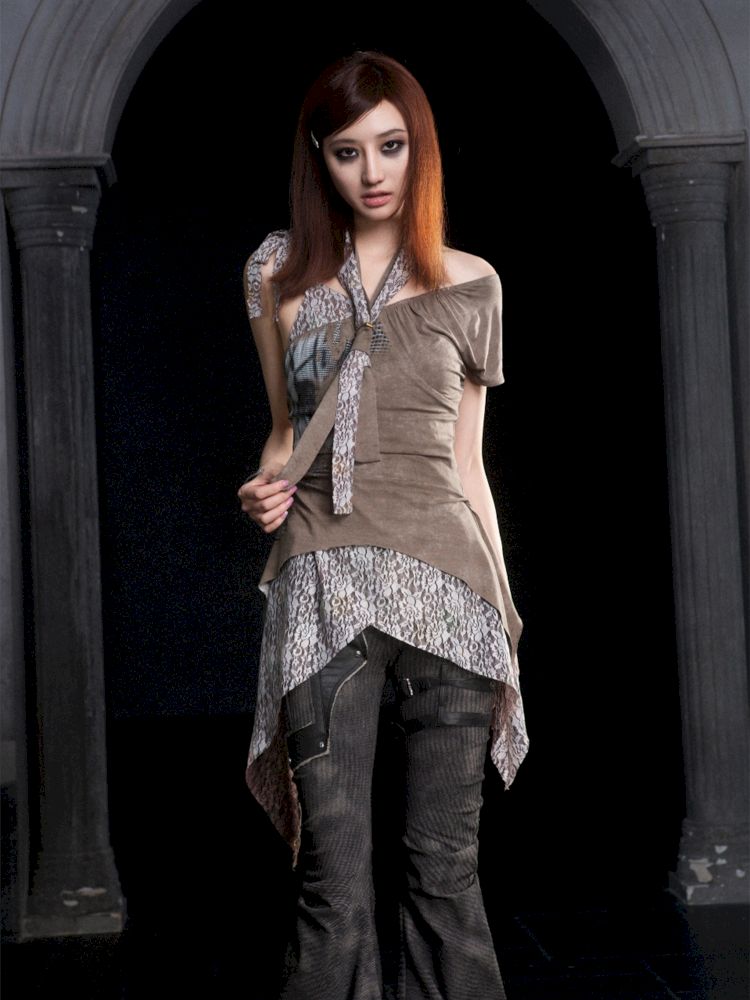 Slanted shoulder fake two-piece camisole【s0000012304】