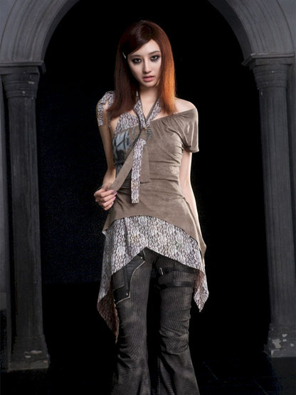 Slanted shoulder fake two-piece camisole【s0000012304】